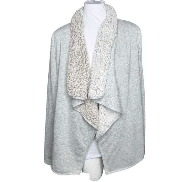 Thread & Supply gray sherpa lined open front cardigan Small - Picture 7 of 9